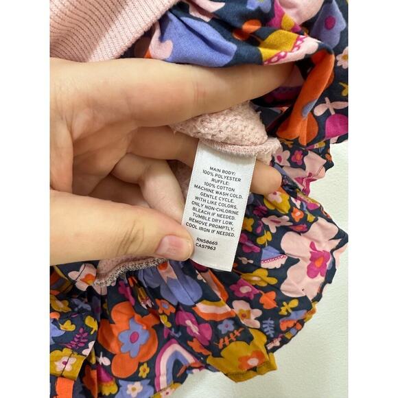 Tucker + Tate Girls Kid Toddler Sz 5 Pink Sherpa Pull Over Sweater Ruffle Floral - Picture 5 of 6